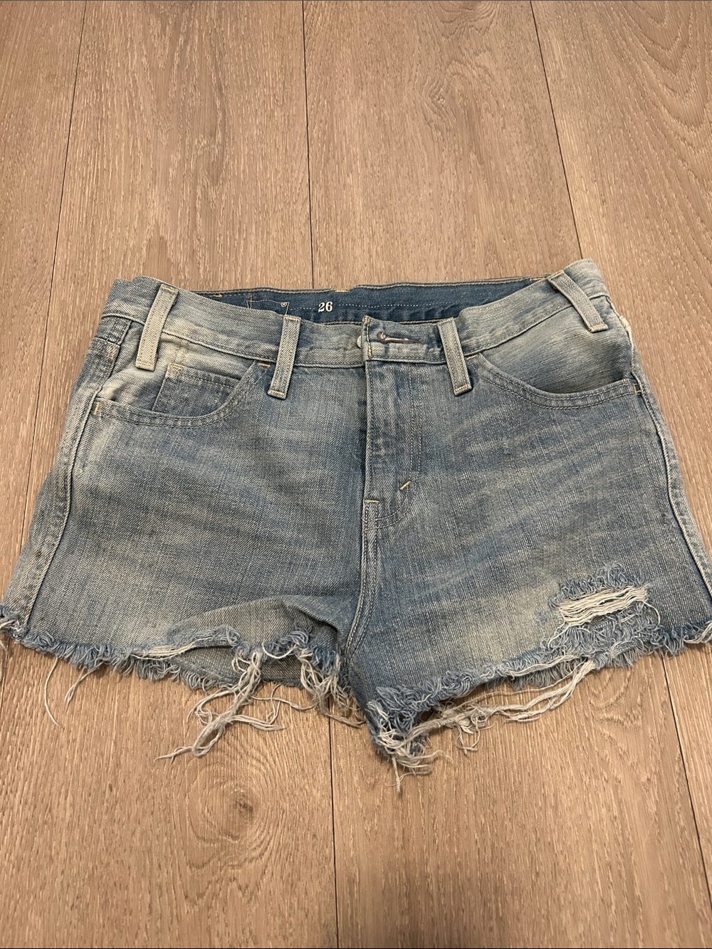 Levi's Light Blue Denim Cutoff Shorts with Frayed Hem
